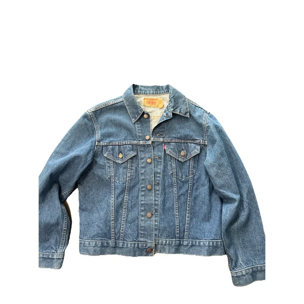 Vintage 1970s Levi's 70505 Trucker Jacket Hand Embroidered Parrot Size 44 Rare